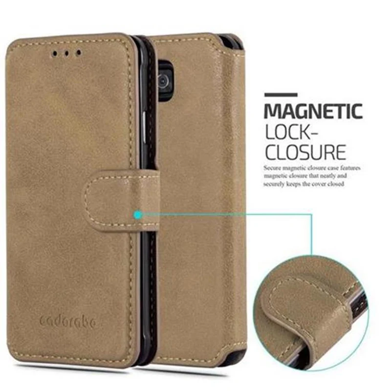 Cadorabo Hülle kompatibel mit Samsung Galaxy ALPHA Schutzhülle mit Standfunktion und Kartenfach im Retro Design