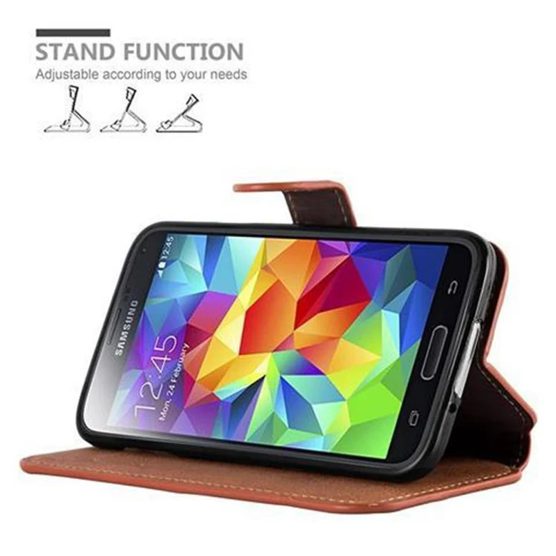 Cadorabo Hülle kompatibel mit Samsung Galaxy S5 / S5 NEO Schutzhülle mit Standfunktion und Kartenfach im Retro Design