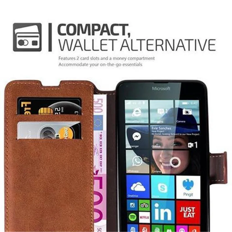 Cadorabo Hülle kompatibel mit Nokia Lumia 640 Schutzhülle mit Standfunktion und Kartenfach im Retro Design