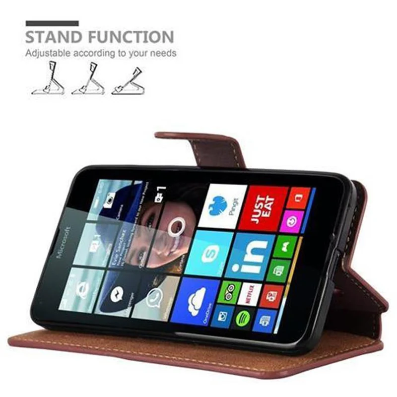 Cadorabo Hülle kompatibel mit Nokia Lumia 640 Schutzhülle mit Standfunktion und Kartenfach im Retro Design