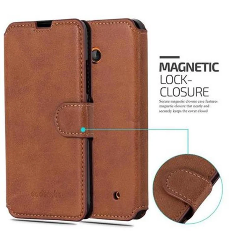 Cadorabo Hülle kompatibel mit Nokia Lumia 640 Schutzhülle mit Standfunktion und Kartenfach im Retro Design