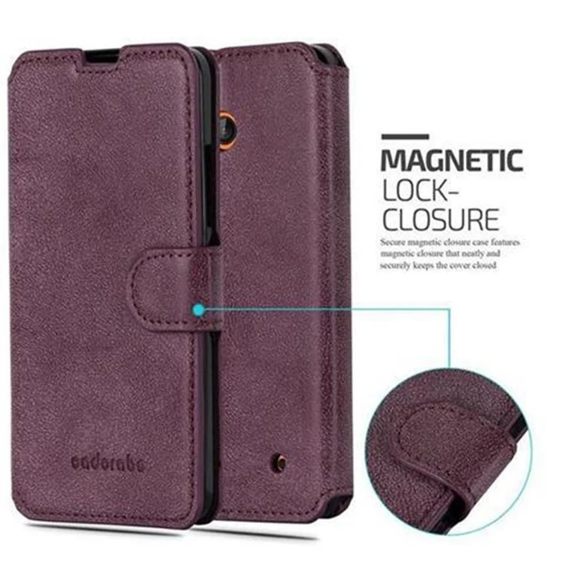 Cadorabo Hülle kompatibel mit Nokia Lumia 640 Schutzhülle mit Standfunktion und Kartenfach im Retro Design