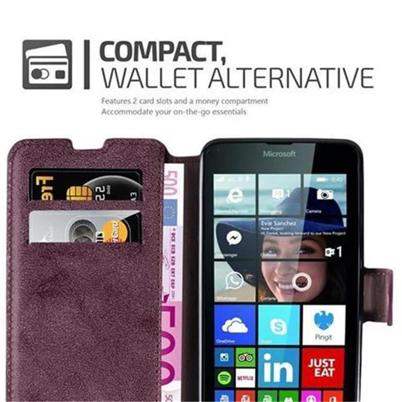 Cadorabo Hülle kompatibel mit Nokia Lumia 640 Schutzhülle mit Standfunktion und Kartenfach im Retro Design