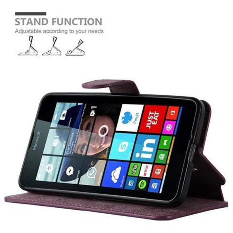 Cadorabo Hülle kompatibel mit Nokia Lumia 640 Schutzhülle mit Standfunktion und Kartenfach im Retro Design
