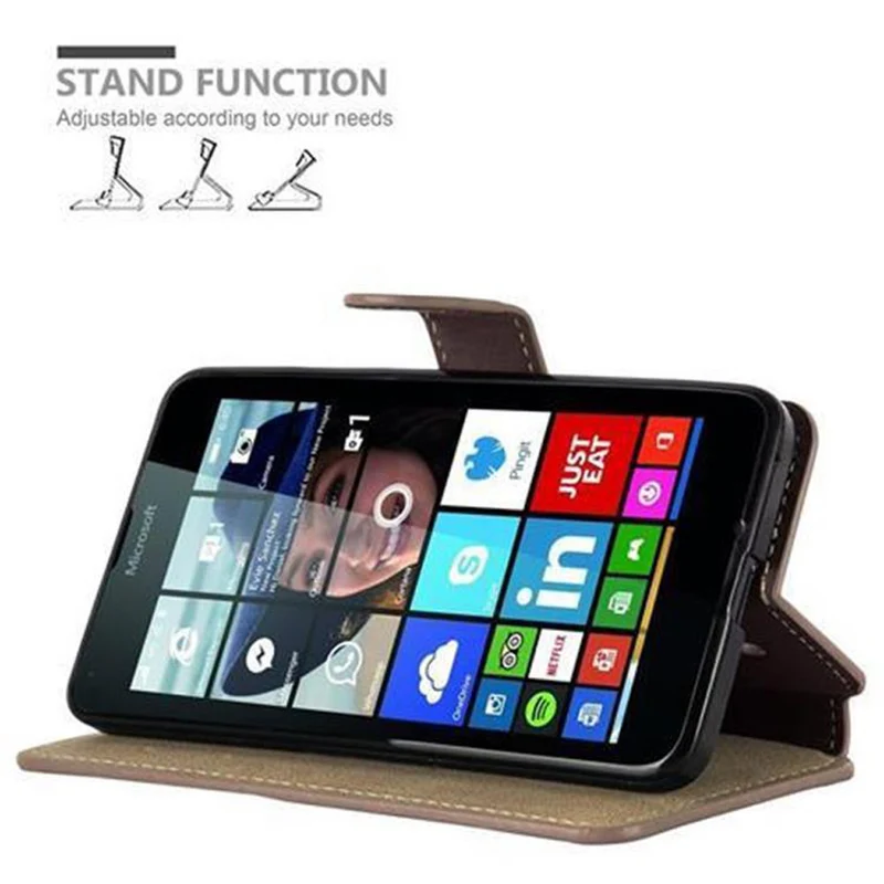 Cadorabo Hülle kompatibel mit Nokia Lumia 640 Schutzhülle mit Standfunktion und Kartenfach im Retro Design