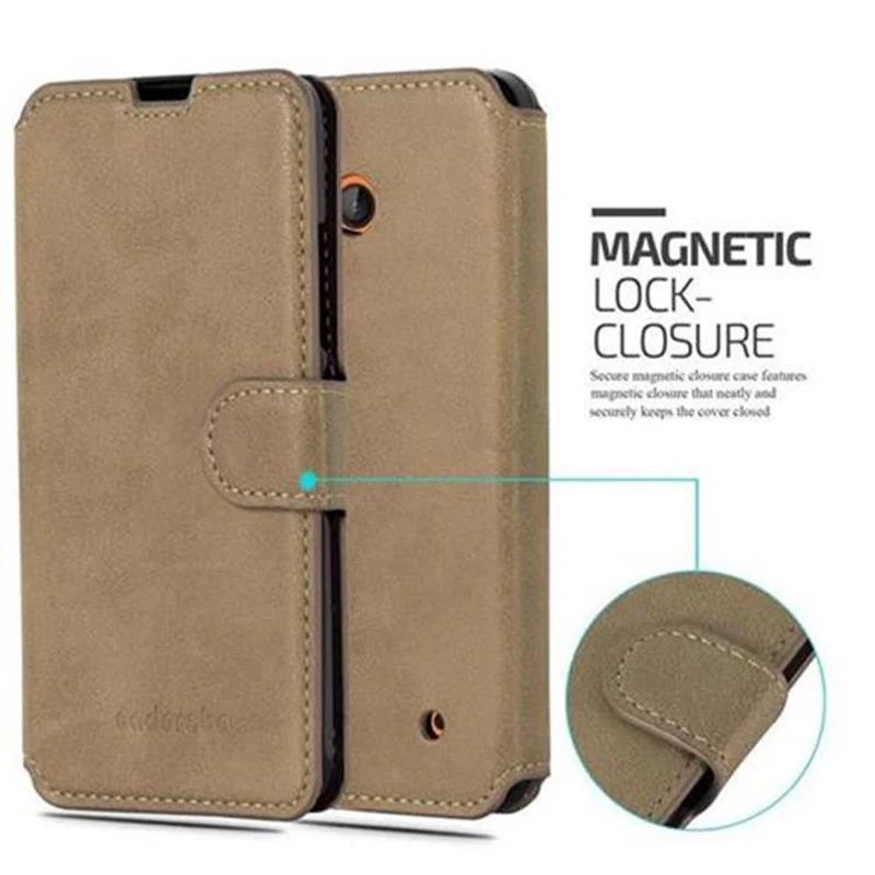 Cadorabo Hülle kompatibel mit Nokia Lumia 640 Schutzhülle mit Standfunktion und Kartenfach im Retro Design