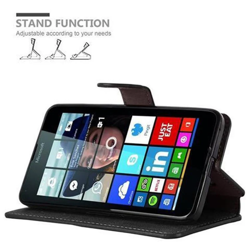 Cadorabo Hülle kompatibel mit Nokia Lumia 640 Schutzhülle mit Standfunktion und Kartenfach im Retro Design