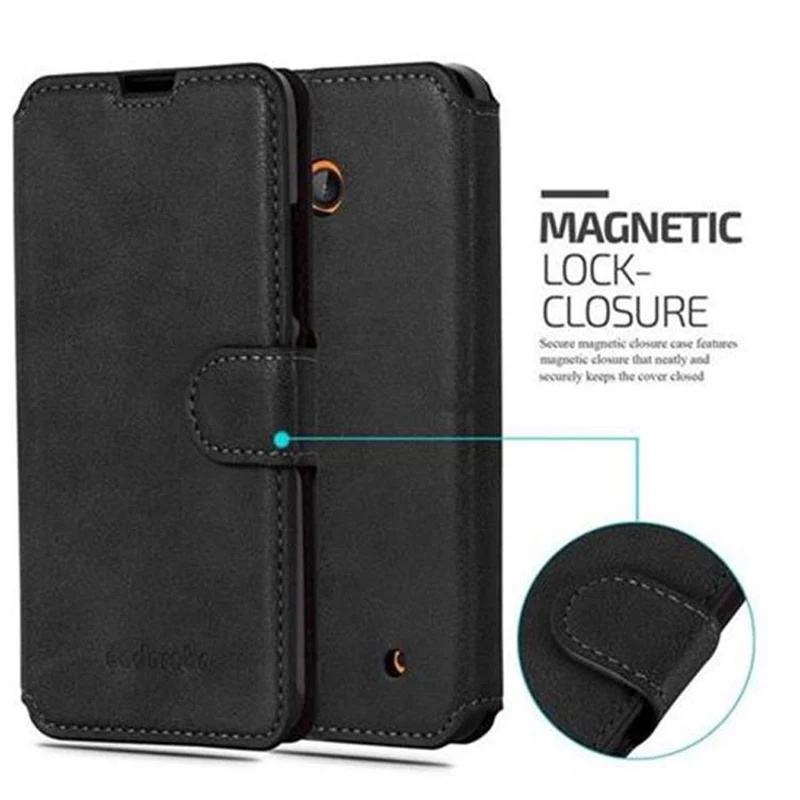 Cadorabo Hülle kompatibel mit Nokia Lumia 640 Schutzhülle mit Standfunktion und Kartenfach im Retro Design