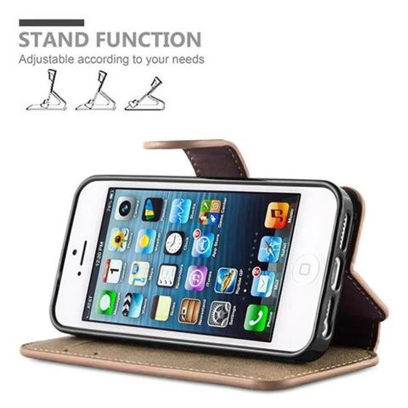 Cadorabo Hülle kompatibel mit Apple iPhone 5 / 5S / SE 2016 Schutzhülle mit Standfunktion und Kartenfach im Retro Design