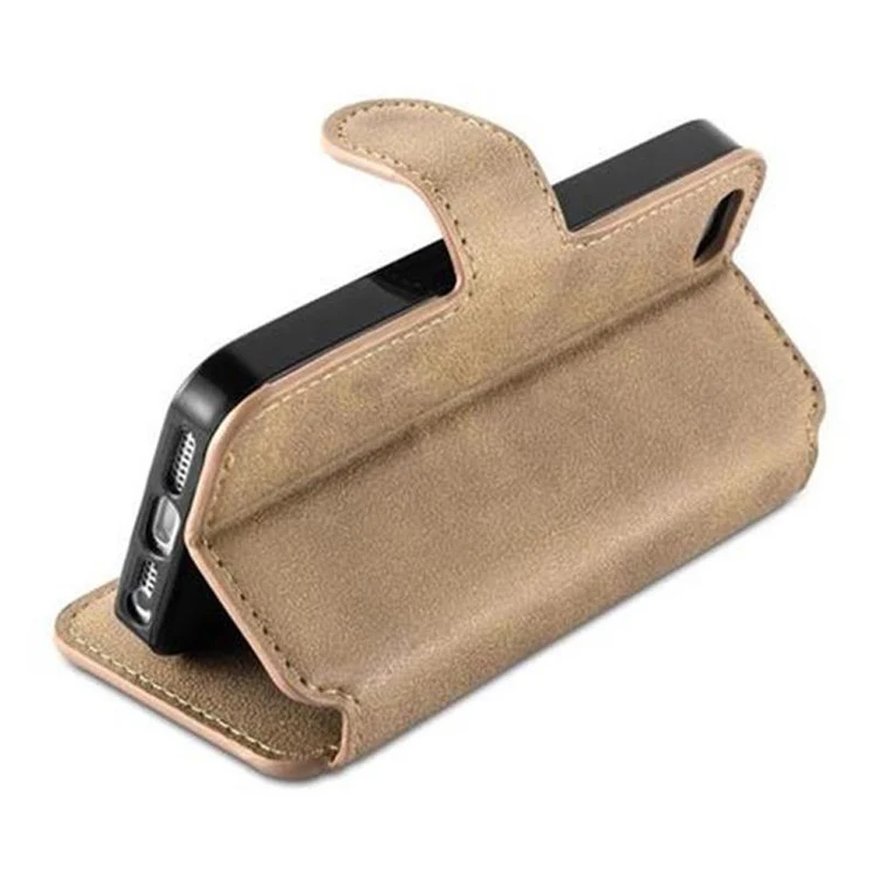 Cadorabo Hülle kompatibel mit Apple iPhone 5 / 5S / SE 2016 Schutzhülle mit Standfunktion und Kartenfach im Retro Design