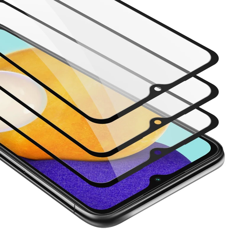 Cadorabo 3x Vollbild Panzer Folie kompatibel mit Samsung Galaxy A13 5G - Schutzfolie 3er Pack Gehärtetes (Tempered) Display-Schutzglas in 9H Härte mit 3D Touch