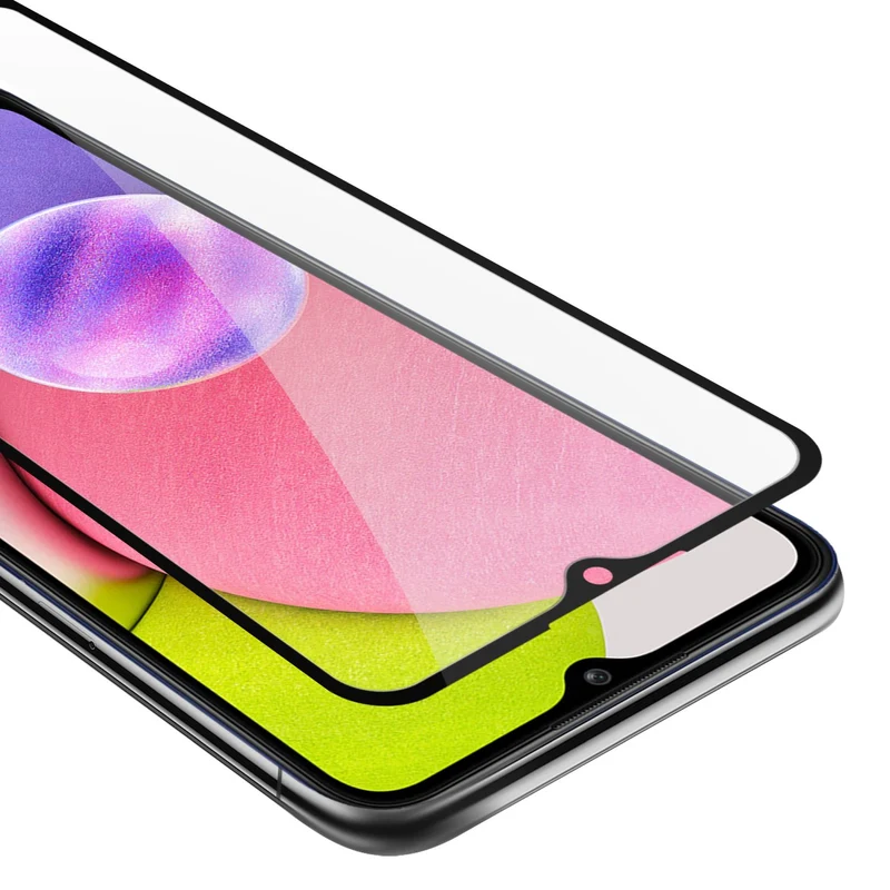 Cadorabo Vollbild Panzer Folie kompatibel mit Samsung Galaxy A03s - Schutzfolie Gehärtetes (Tempered) Display-Schutzglas in 9H Härte mit 3D Touch