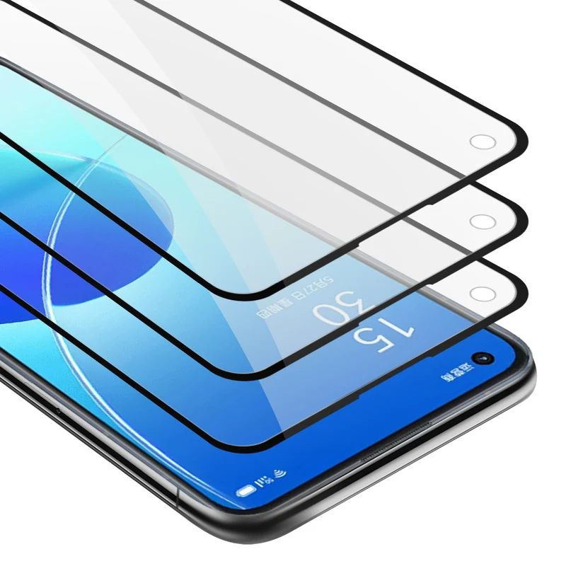 Cadorabo 3x Vollbild Panzer Folie kompatibel mit Oppo Reno6 5G - Schutzfolie 3er Pack Gehärtetes (Tempered) Display-Schutzglas in 9H Härte mit 3D Touch