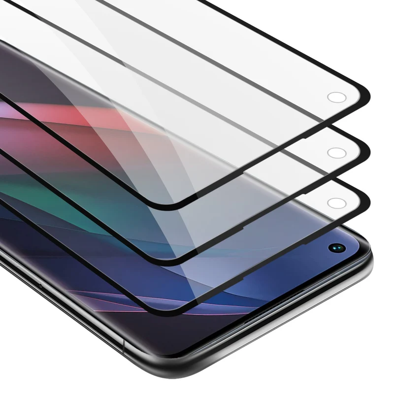 Cadorabo 3x Vollbild Panzer Folie kompatibel mit Oppo FIND X3 NEO - Schutzfolie 3er Pack Gehärtetes (Tempered) Display-Schutzglas in 9H Härte mit 3D Touch