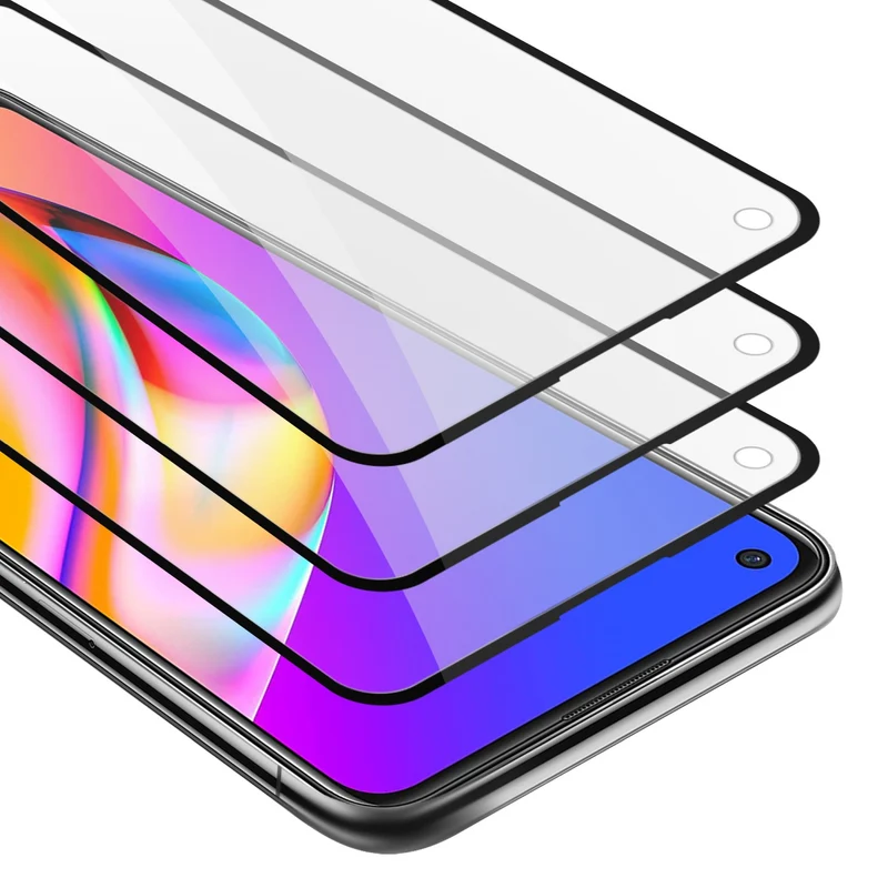 Cadorabo 3x Vollbild Panzer Folie kompatibel mit Oppo A94 5G - Schutzfolie 3er Pack Gehärtetes (Tempered) Display-Schutzglas in 9H Härte mit 3D Touch