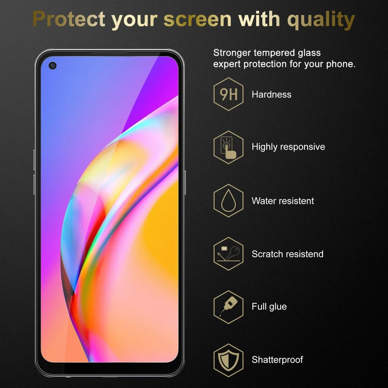 Cadorabo 3x Vollbild Panzer Folie kompatibel mit Oppo A94 5G - Schutzfolie 3er Pack Gehärtetes (Tempered) Display-Schutzglas in 9H Härte mit 3D Touch