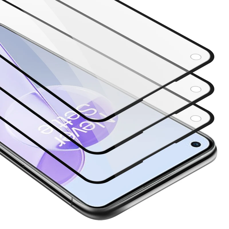 Cadorabo 3x Vollbild Panzer Folie kompatibel mit OnePlus 9RT 5G - Schutzfolie 3er Pack Gehärtetes (Tempered) Display-Schutzglas in 9H Härte mit 3D Touch
