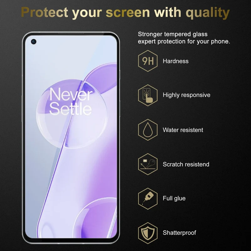 Cadorabo Vollbild Panzer Folie kompatibel mit OnePlus 9RT 5G - Schutzfolie Gehärtetes (Tempered) Display-Schutzglas in 9H Härte mit 3D Touch