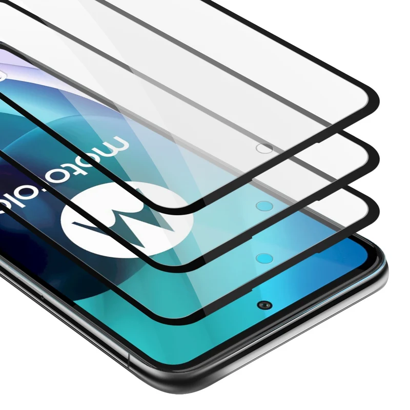 Cadorabo 3x Vollbild Panzer Folie kompatibel mit Motorola MOTO G71 5G - Schutzfolie 3er Pack Gehärtetes (Tempered) Display-Schutzglas in 9H Härte mit 3D Touch