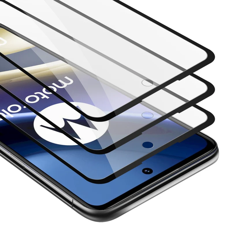 Cadorabo 3x Vollbild Panzer Folie kompatibel mit Motorola MOTO G51 5G - Schutzfolie 3er Pack Gehärtetes (Tempered) Display-Schutzglas in 9H Härte mit 3D Touch