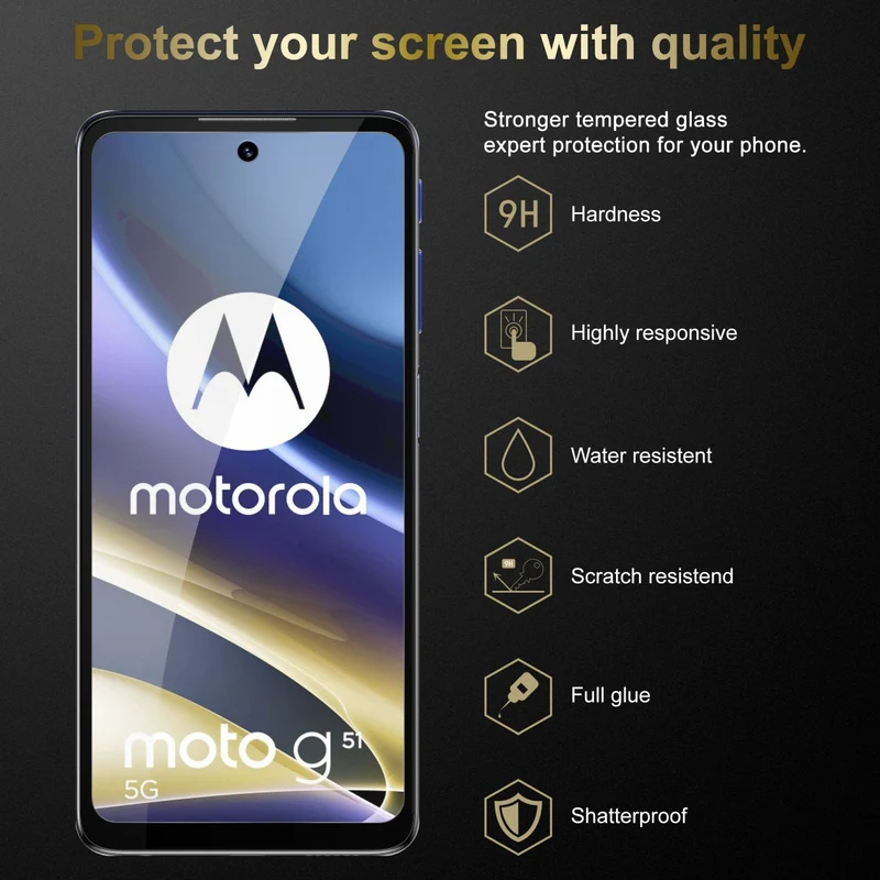 Cadorabo 3x Vollbild Panzer Folie kompatibel mit Motorola MOTO G51 5G - Schutzfolie 3er Pack Gehärtetes (Tempered) Display-Schutzglas in 9H Härte mit 3D Touch