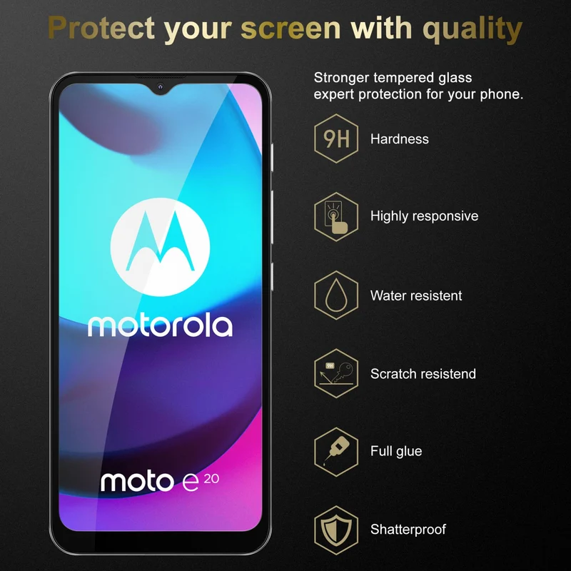 Cadorabo Vollbild Panzer Folie kompatibel mit Motorola MOTO E20 / E30 / E40 - Schutzfolie Gehärtetes (Tempered) Display-Schutzglas in 9H Härte mit 3D Touch