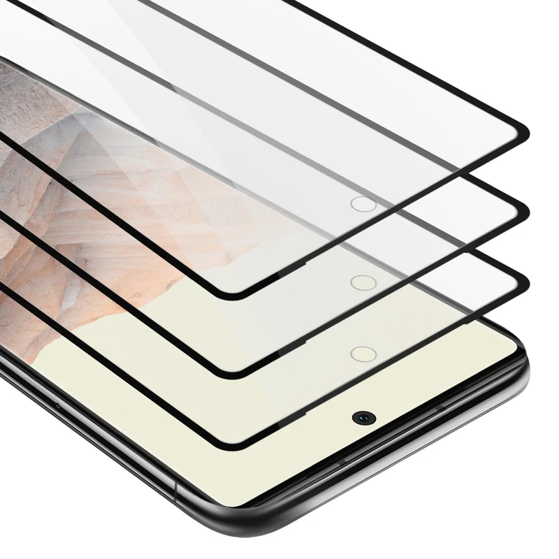 Cadorabo 3x Vollbild Panzer Folie kompatibel mit Google PIXEL 6 PRO - Schutzfolie 3er Pack Gehärtetes (Tempered) Display-Schutzglas in 9H Härte mit 3D Touch