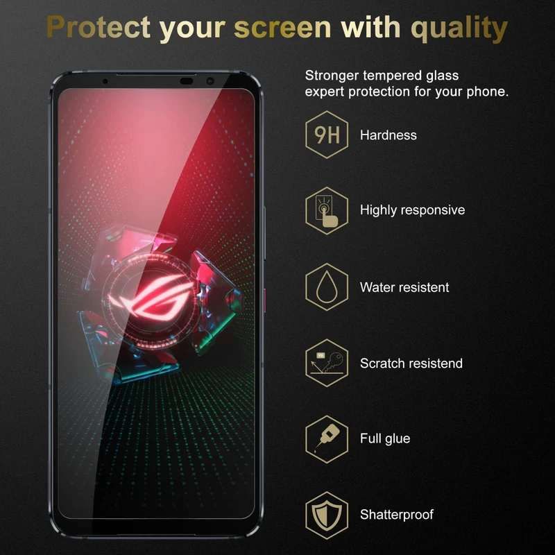 Cadorabo Vollbild Panzer Folie kompatibel mit Asus ROG Phone 5 - Schutzfolie Gehärtetes (Tempered) Display-Schutzglas in 9H Härte mit 3D Touch