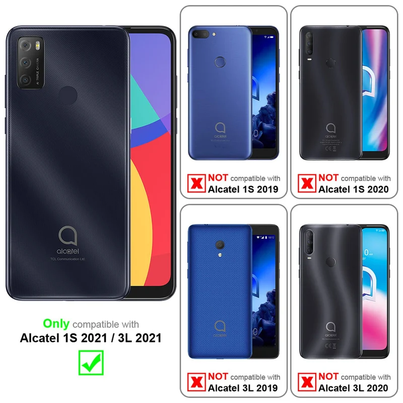 Cadorabo 3x Vollbild Panzer Folie kompatibel mit Alcatel 1S 2021 / 3L 2021 - Schutzfolie 3er Pack Gehärtetes (Tempered) Display-Schutzglas in 9H Härte mit 3D Touch