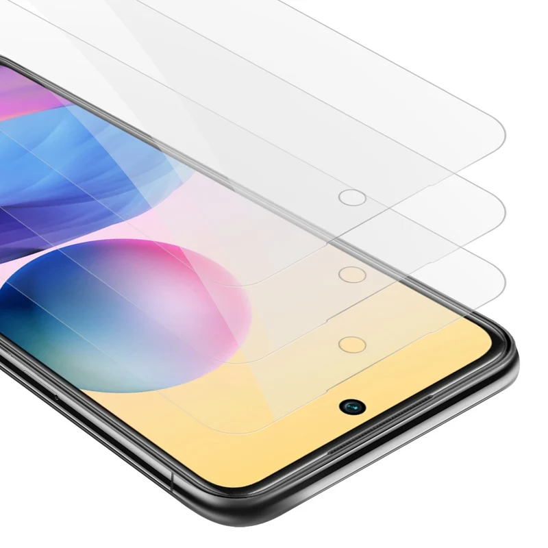 Cadorabo 3x Panzer Folie kompatibel mit Xiaomi RedMi NOTE 10 5G / POCO M3 PRO 5G - Schutzfolie 3er Pack Gehärtetes (Tempered) Display-Schutzglas in 9H Härte mit 3D Touch Kompatibilität