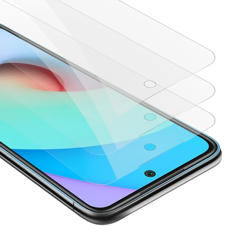 Cadorabo 3x Panzer Folie kompatibel mit Xiaomi RedMi 10 - Schutzfolie 3er Pack Gehärtetes (Tempered) Display-Schutzglas in 9H Härte mit 3D Touch Kompatibilität