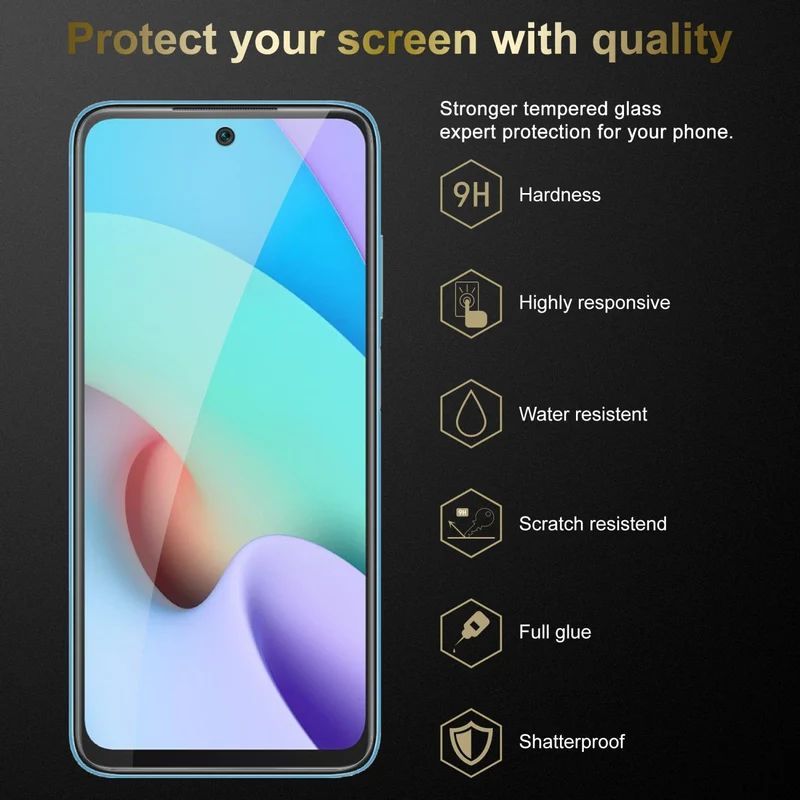 Cadorabo Panzer Folie kompatibel mit Xiaomi RedMi 10 - Schutzfolie Gehärtetes (Tempered) Display-Schutzglas in 9H Härte mit 3D Touch Kompatibilität