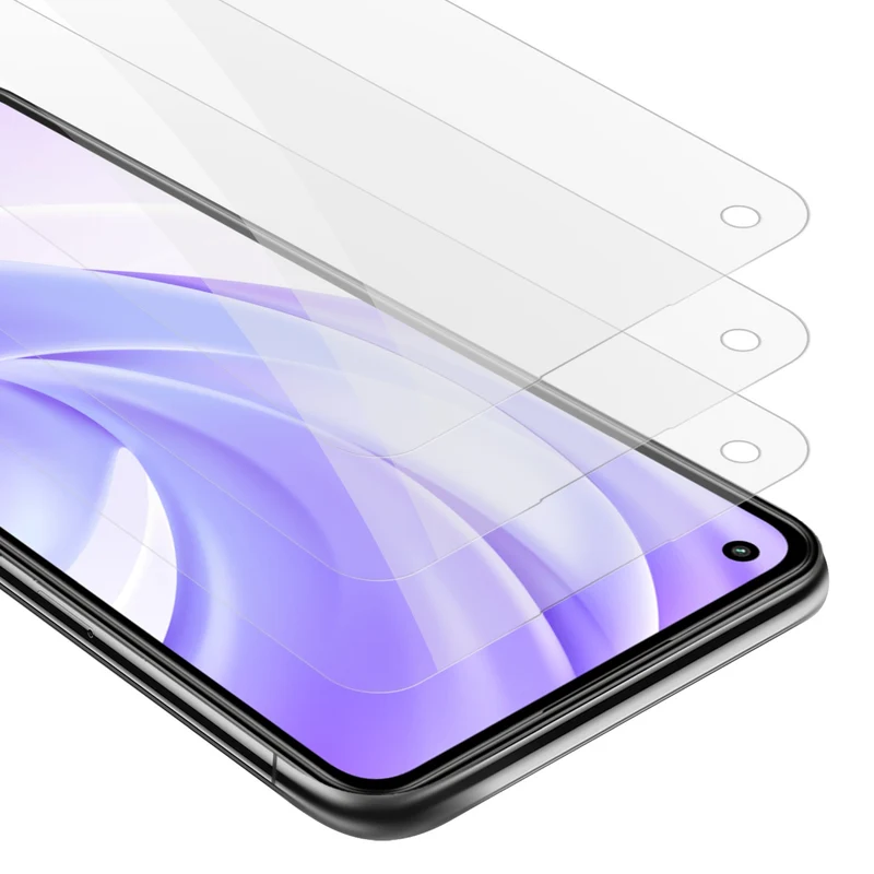 Cadorabo 3x Panzer Folie kompatibel mit Xiaomi Mi 11 LITE (4G / 5G) / 11 LITE NE - Schutzfolie 3er Pack Gehärtetes (Tempered) Display-Schutzglas in 9H Härte mit 3D Touch Kompatibilität