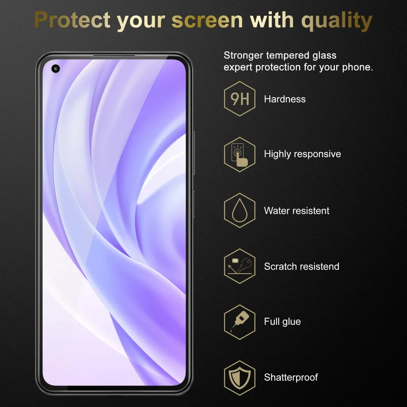 Cadorabo Panzer Folie kompatibel mit Xiaomi Mi 11 LITE (4G / 5G) / 11 LITE NE - Schutzfolie Gehärtetes (Tempered) Display-Schutzglas in 9H Härte mit 3D Touch Kompatibilität
