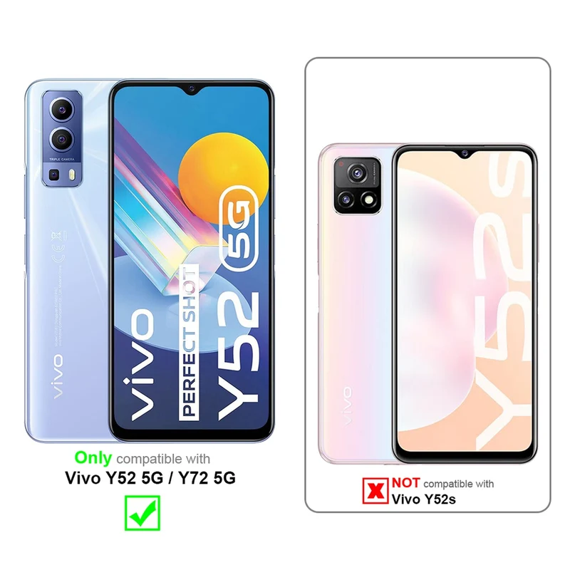 Cadorabo 3x Panzer Folie kompatibel mit Vivo Y52 5G / Y72 5G - Schutzfolie 3er Pack Gehärtetes (Tempered) Display-Schutzglas in 9H Härte mit 3D Touch Kompatibilität