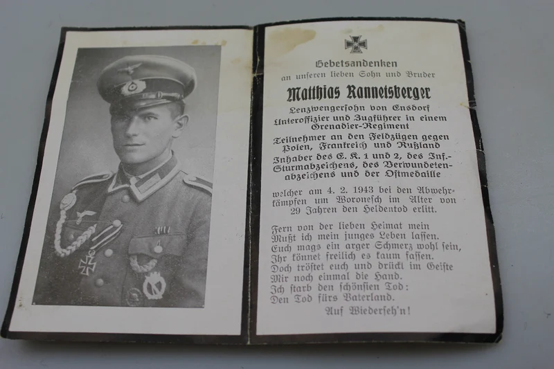 Sterbebilder eines hochdekorierten 2. Weltkrieges