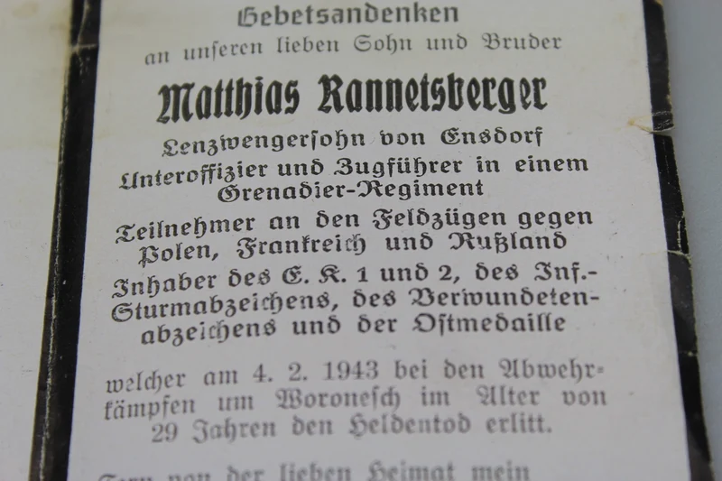 Sterbebilder eines hochdekorierten 2. Weltkrieges