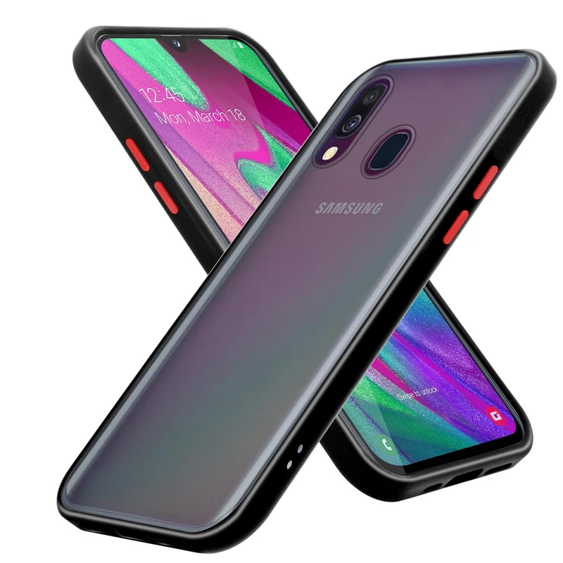 Cadorabo Hülle kompatibel mit Samsung Galaxy A40 Hybrid Schutzhülle mit TPU Silikon Innenseite und matter Kunststoff Rückseite