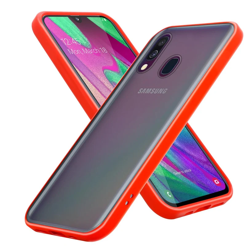 Cadorabo Hülle kompatibel mit Samsung Galaxy A40 Hybrid Schutzhülle mit TPU Silikon Innenseite und matter Kunststoff Rückseite