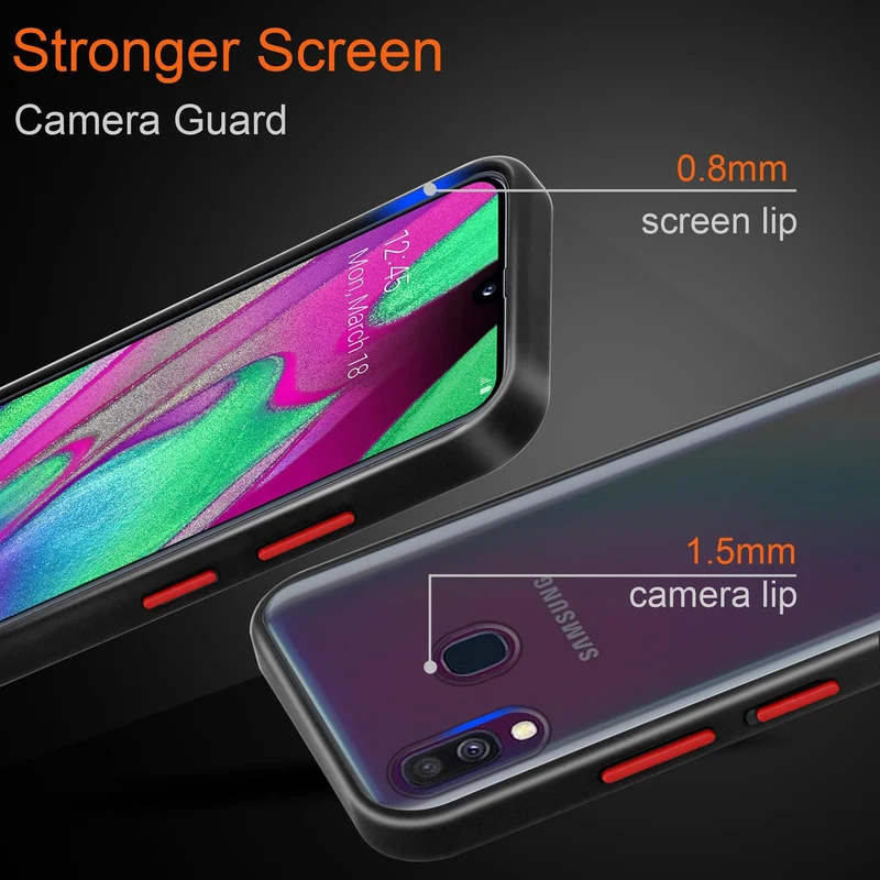 Cadorabo Hülle kompatibel mit Samsung Galaxy A40 Hybrid Schutzhülle mit TPU Silikon Innenseite und matter Kunststoff Rückseite