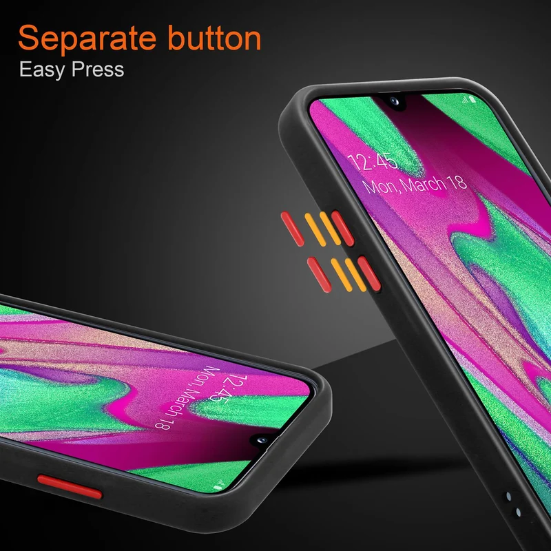 Cadorabo Hülle kompatibel mit Samsung Galaxy A40 Hybrid Schutzhülle mit TPU Silikon Innenseite und matter Kunststoff Rückseite