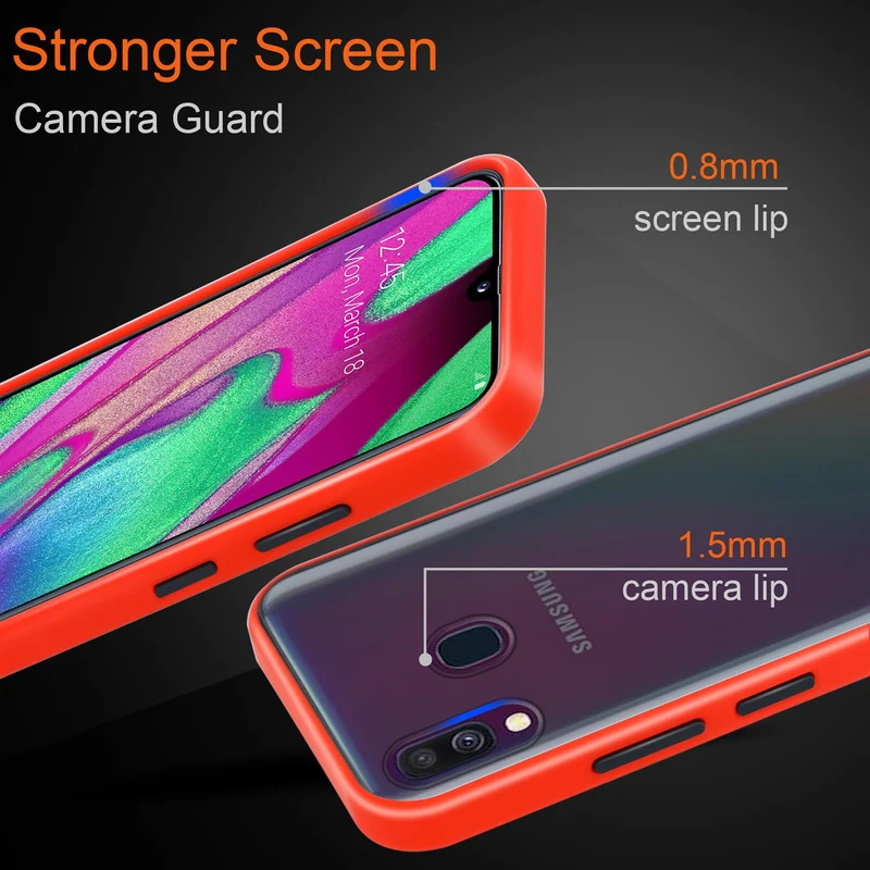 Cadorabo Hülle kompatibel mit Samsung Galaxy A40 Hybrid Schutzhülle mit TPU Silikon Innenseite und matter Kunststoff Rückseite