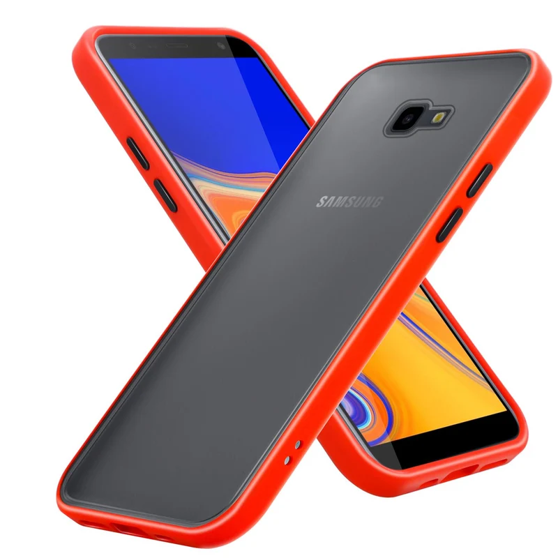 Cadorabo Hülle kompatibel mit Samsung Galaxy J4 PLUS / J4 PRIME / J4 CORE Hybrid Schutzhülle mit TPU Silikon Innenseite und matter Kunststoff Rückseite
