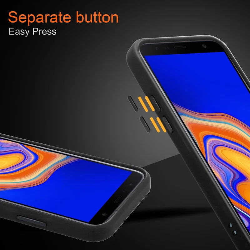 Cadorabo Hülle kompatibel mit Samsung Galaxy J4 PLUS / J4 PRIME / J4 CORE Hybrid Schutzhülle mit TPU Silikon Innenseite und matter Kunststoff Rückseite