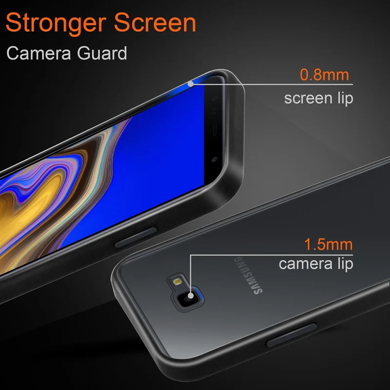 Cadorabo Hülle kompatibel mit Samsung Galaxy J4 PLUS / J4 PRIME / J4 CORE Hybrid Schutzhülle mit TPU Silikon Innenseite und matter Kunststoff Rückseite