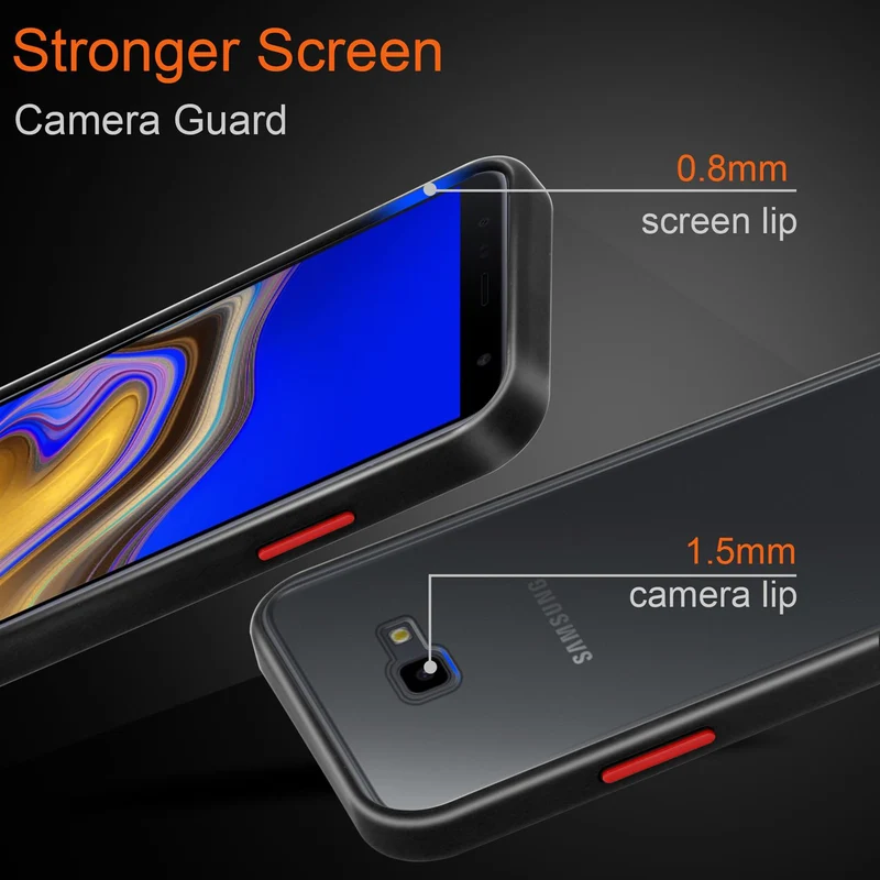 Cadorabo Hülle kompatibel mit Samsung Galaxy J4 PLUS / J4 PRIME / J4 CORE Hybrid Schutzhülle mit TPU Silikon Innenseite und matter Kunststoff Rückseite