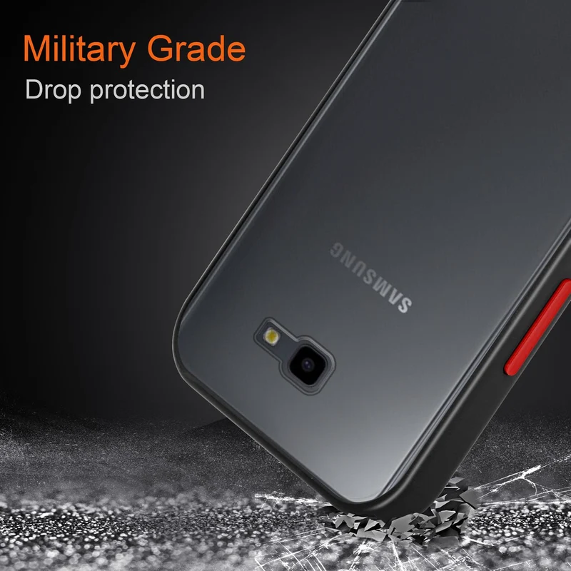 Cadorabo Hülle kompatibel mit Samsung Galaxy J4 PLUS / J4 PRIME / J4 CORE Hybrid Schutzhülle mit TPU Silikon Innenseite und matter Kunststoff Rückseite