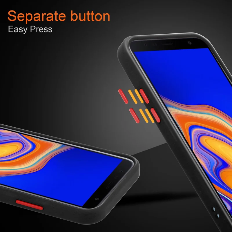 Cadorabo Hülle kompatibel mit Samsung Galaxy J4 PLUS / J4 PRIME / J4 CORE Hybrid Schutzhülle mit TPU Silikon Innenseite und matter Kunststoff Rückseite