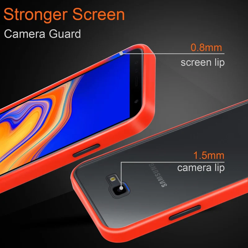 Cadorabo Hülle kompatibel mit Samsung Galaxy J4 PLUS / J4 PRIME / J4 CORE Hybrid Schutzhülle mit TPU Silikon Innenseite und matter Kunststoff Rückseite