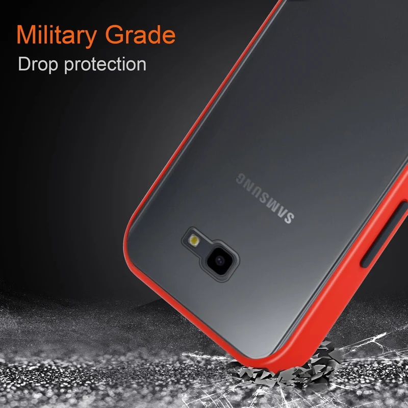 Cadorabo Hülle kompatibel mit Samsung Galaxy J4 PLUS / J4 PRIME / J4 CORE Hybrid Schutzhülle mit TPU Silikon Innenseite und matter Kunststoff Rückseite